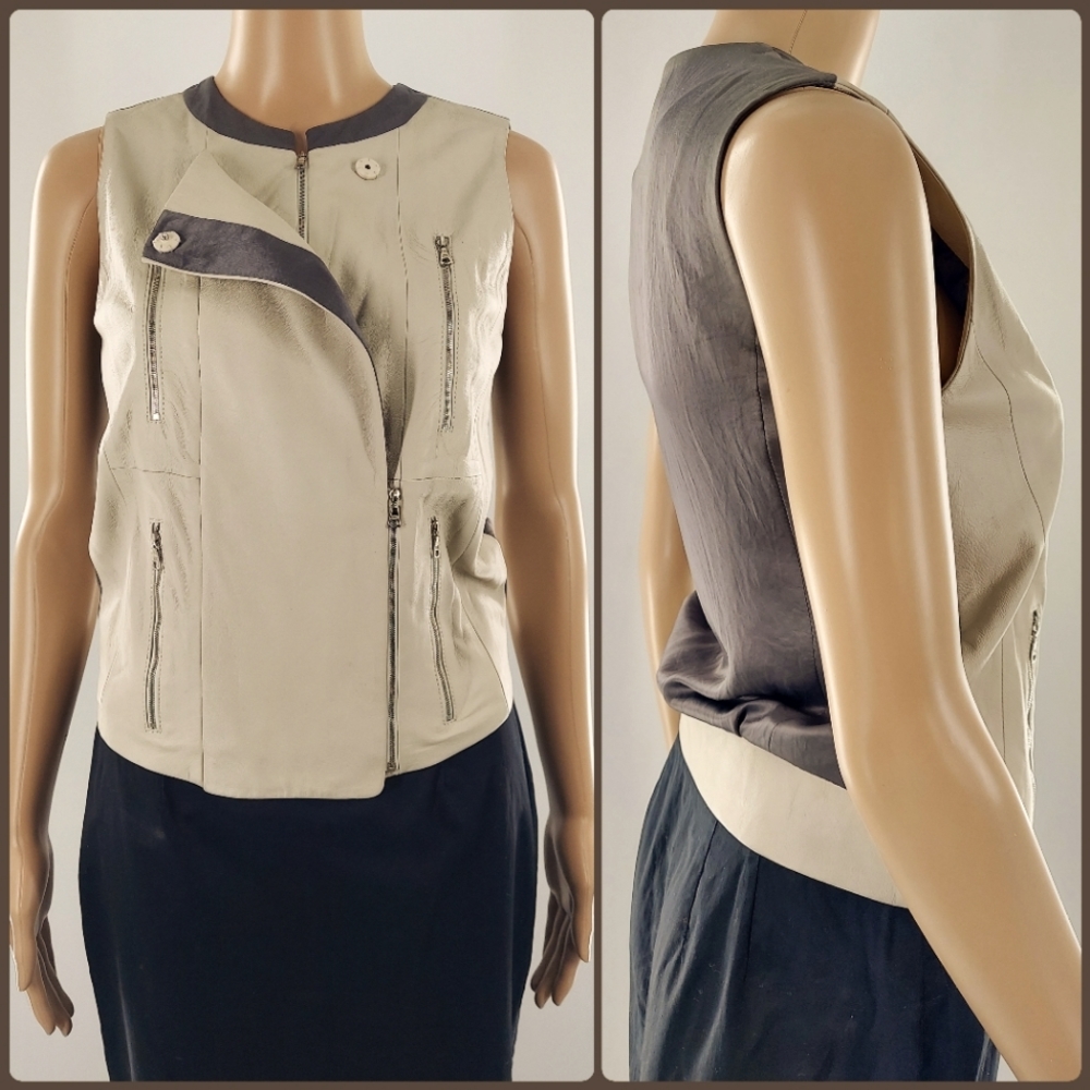 J Brand Renee Leather & Silk Vest XS